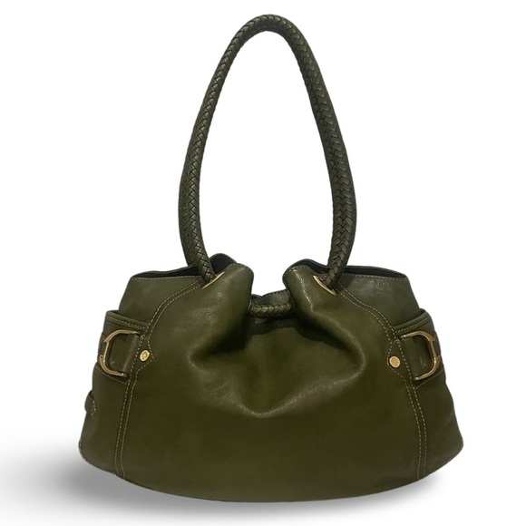 Cole Haan Handbags - Cole Haan Genevieve Denny Hunter Green Leather Hobo Shoulder Bag Braided Handles